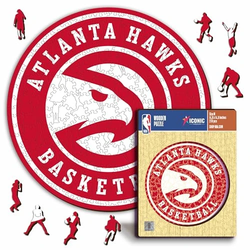 Offerta a tempo: Iconic Puzzles - Atlanta Hawks, Logo, Puzzle di Legno con licenza ufficiale NBA, 100% sostenibile, regalo per adulti e bambini, taglia M, 270 Pz - 44% da 59.95 € a 33.50 €