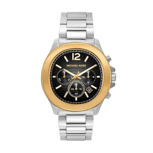 Offerta a tempo: Michael Kors Orologio Sage da uomo, movimento cronografo al quarzo 44 mm con cinturino in acciaio inossidabile, 44 mm, Tono argento e nero - 0.00% da 140.00 € a 140.00 €