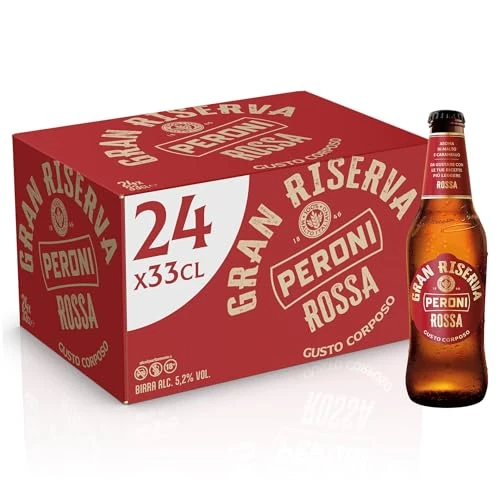 Peroni Birra Gran Riserva Rossa, Cassa con 24 Birre in Bottiglia da 33 cl, 7.92 L, Birra Rossa dal Gusto Corposo con Aroma di Malto e Caramello, Gradazione Alcolica 5.2% Vol