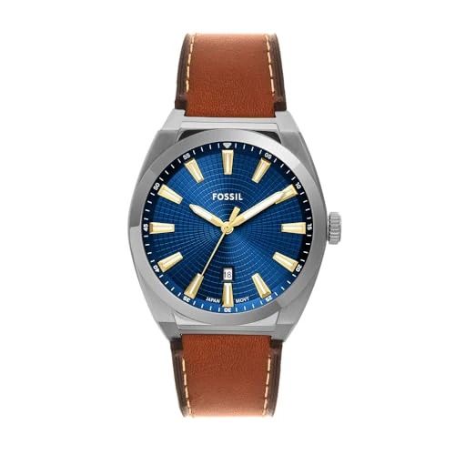 Oferta limitada: Fossil Reloj Everett para Hombre, Movimiento de Cuarzo con Fecha a Tres Agujas y Correa de Piel o Acero, Marrón y Azul de 159.00 € a 104.86 € (ahorro 34%)