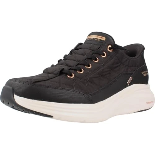 Zeitlich begrenztes Angebot: Skechers Damen Contour Foam Golden Hour Slip-InTurnschuhe, Black Mesh/Duraleather/Leather/Rose Gold Trim, 36 EU von 89.95 € auf 77.61 € (14% Rabatt)