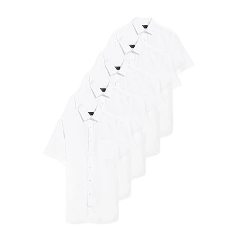 Offerta a tempo: Marks & Spencer Camicie a Maniche Corte vestibilità Classica Facili da Stirare – Confezione da 5 Uomo Bianco 37 - 40% da 89.00 € a 53.40 €