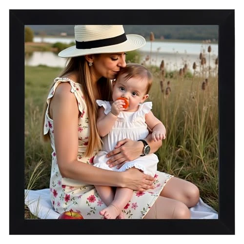 Ditwis 6x6 Photo Frame Black, Square Picture Frame 15x15cm for Living Room, Bedroom and Office, Wall or Desktop Display, Vertical or Horizontal