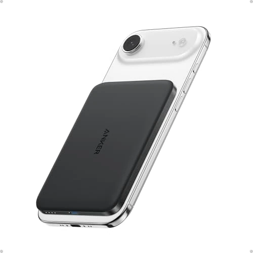 Anker Nano Powerbank, Ultraschlanke 5000mAh Magnet-Powerbank, Qi2-zertifiziert, 15W Max ultraschnelles Laden, MagSafe-kompatibel, tragbares Ladegerät, Ergonomisches Design, Für iPhone 17/16/15/14/13