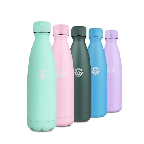 Thermosfles, 500 ml, roestvrij staal, BPA-vrij, herbruikbaar, dubbelwandig, geïsoleerd, lekvrij, fles voor school, kantoor, reizen, kinderen, sportschool, sport, camping