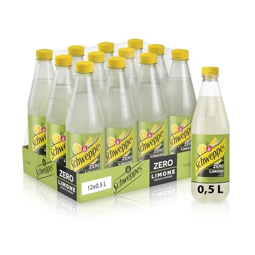Offerta a tempo: Schweppes, Bibita Gassata Limone Zero, Confezione da 12x0,5 L, Zero Zuccheri, Effervescenza Unica, Ideale per Cocktail e Aperitivi - 26% da 11.22 € a 8.28 €