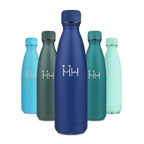 Garrafa Termica 500ml, Botella Termica sin BPA Reutilizable, Botella Agua con Doble Pared, A Prueba de Fugas, Botella Agua Acero Inoxidable Ideal para Colegio, Gimnasio, Oficina, Deporte, Camping