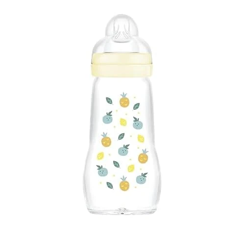 Offerta a tempo: MAM Biberon Feel Good 260 ml, Biberon vetro pregiato resistente alle alte temperature, Accessori neonati ergonomici per uso quotidiano e allattamento misto con morbida tettarella misura 2, Neutro - 39% da 17.49 € a 10.59 €