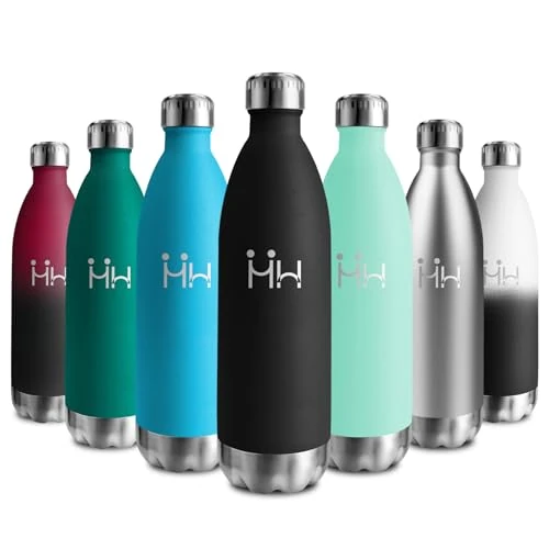 Bottiglia Termica 1L, Borraccia Acciaio Inox, Borraccia Senza BPA, Doppia Parete Isolante, Antigoccia, Borraccia Termica Riutilizzabile per Bambini, Adulti, Scuola, Ufficio, Campeggio, Outdoor