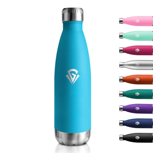 Stainless Steel Water Bottle, 500 ml, Insulated Flask, Double-Walled, Leak-Proof, BPA-Free Thermos Flask, Suitable for Carbonated Drinks, Water Bottle for Adults, Office, Bike, School, Travel, Sports