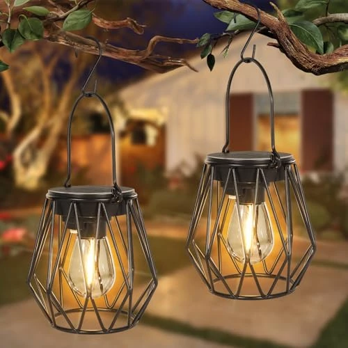 Limitiertes Angebot: Dehobo Solarlampen für Außen Garten Hängend 2 Stück, Solarlaterne IP65 Wetterfest Metall Solar Laterne, Retro LED Solar Laternen 2700K Warm Weiß, Solarleuchten für Draußen Gartendeko, Camping von 17.99 EUR auf 15.99 EUR (Spare 11%)