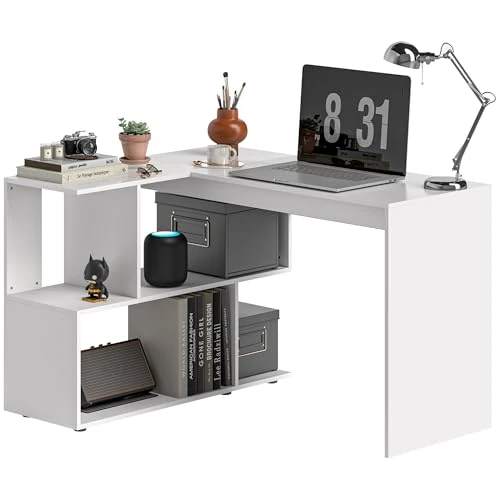 Offerta a tempo: Scrivania Angolare per Computer con 4 Ripiani Portaoggetti — 53% da 96,45 € a 44,97 €