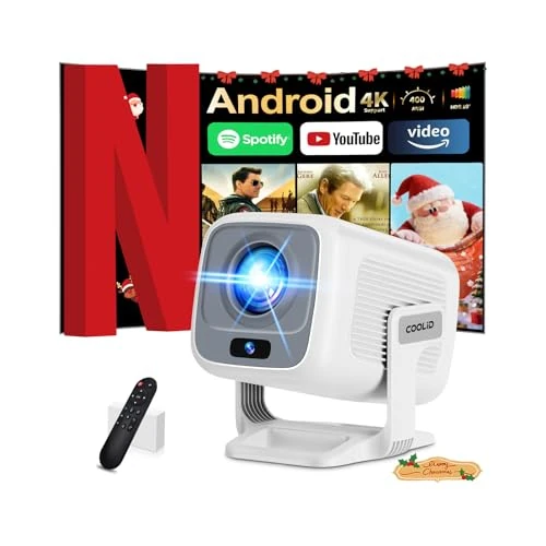 Proiettore Portatile 1080P HD, Mini Proiettore Videoproiettore WiFi 6 Bluetooth 5.4 Proiettore Focus Elettronico Auto Keystone App Integrata, Chiavetta TV/USB/Laptop/HDMI/iOS/Android TV con Cavo HDMI