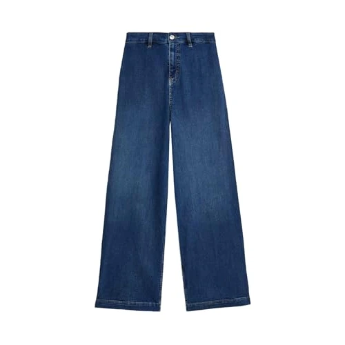 Offerta a tempo: Marks & Spencer Jeans alla Caviglia a Gamba Larga e Vita Alta da Donna Marina 42 - 50% da 38.00 € a 19.00 €