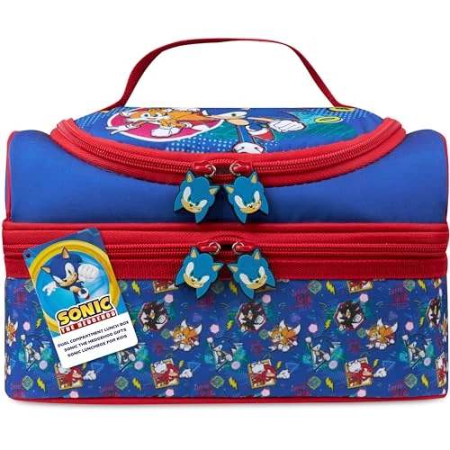 Offerta a tempo: Get Trend SONIC THE HEDGEHOG Borsa Porta Pranzo Bambini con Scomparti a Due Piani Knuckes Shadow Borsa Frigo Pranzo per Picnic Scuola Regali Bambini (Blu/Rosso Sonic) - 11% da 19.12 € a 16.93 €