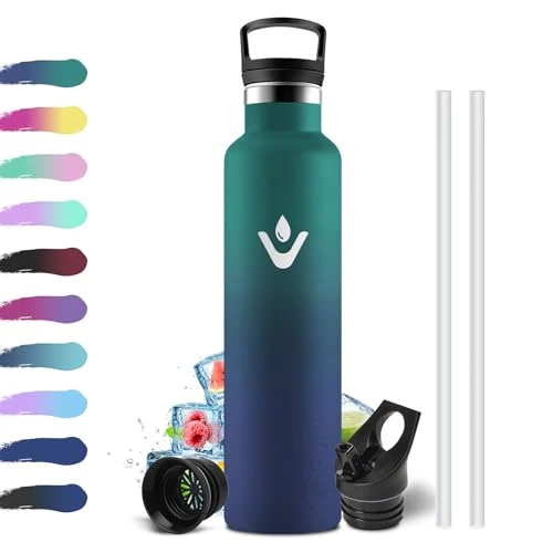 Zeitlich begrenztes Angebot: Thermosflasche 1L, Auslaufsicher Trinkflasche BPA-Frei, Isolierflasche mit Strohhalm, Einhandöffnung, Metall Wasserflasche Doppelwandig Isoliert, Wasserflasche für Fitness, Laufen, Büro, Schule von 22.30 € auf 22.30 € (0.00% R