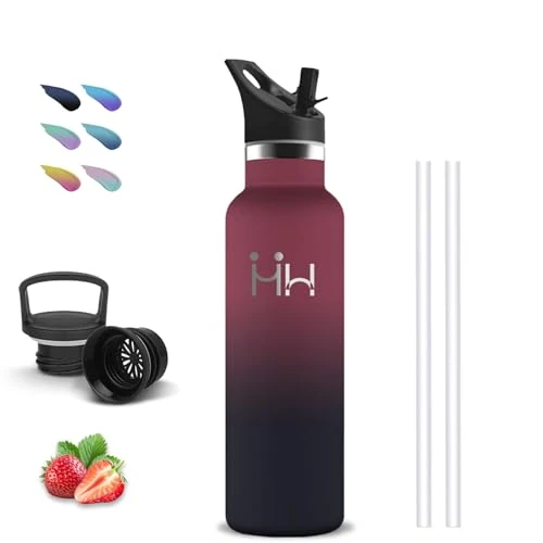 Oferta ograniczona: Butelka na napoje, 500 ml, ze słomką, nie zawiera BPA, szczelna, zimna przez 24 h i ciepła przez 12 h, butelka na wodę z podwójnymi ściankami, do szkoły, na kemping, do biura z 18.29 EUR na 15.47 EUR (znizka 15%)
