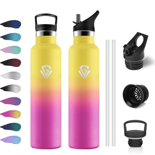 Offerta a tempo: Borraccia Termica 1L, Bottiglia Termica a Prova di Perdite, senza BPA, Riutilizzabile, Facile Pulizia, Borraccia Acciaio Inox con Cannuccia, Termos per Adulto, Campeggio, Ciclismo, Viaggio, Yoga - 0.00% da 20.99 € a 20.99 €