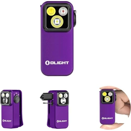 OLIGHT Oclip Pro Emergency Light Clip Mini Flashlight 500LM IPX6 Compact and Lightweight Three Light Sources Adjustable Angle for Daily Lighting and Safety Warning Lights (Purple)