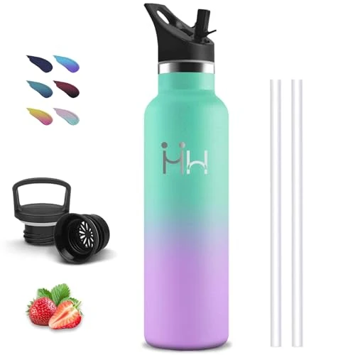 Offerta a tempo: Borraccia Termica, Borraccia 1 litro, Senza BPA, Bottiglia con Cannuccia, Senza Perdite, Borraccie Acciaio Inox, Borraccie Sportiva, Acciaio Inossidabile 18/8, per Campeggio, Escursionismo, Trekking - 35% da 21.99 € a 14.27 €