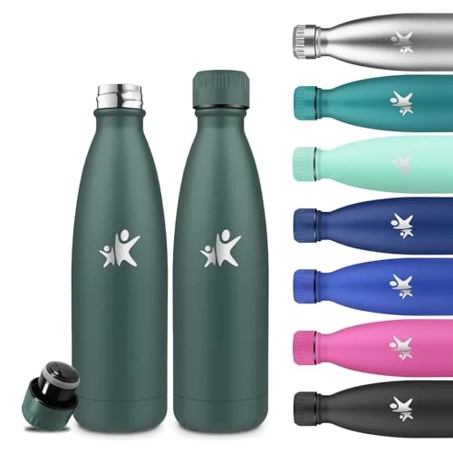 Tijdelijke aanbieding: Grsta Drinkfles van roestvrij staal, 500 ml, BPA-vrij, lekvrij, 24 uur koud en 12 uur warm, metaal, dubbelwandig, voor school, reizen, hardlopen, kantoor van 16.99 EUR naar 16.99 EUR (korting 0%)