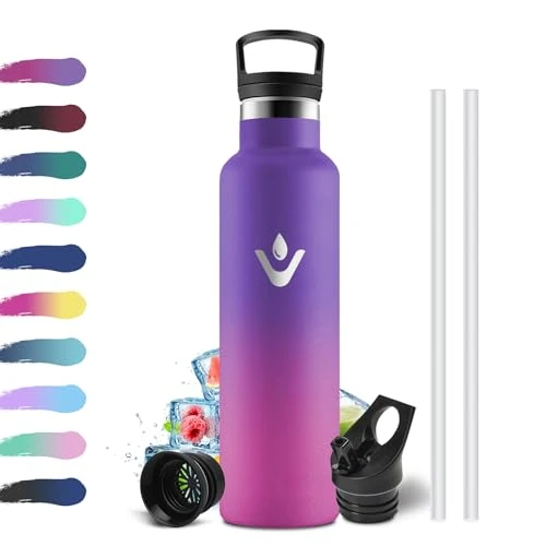 Offerta a tempo: Borraccia Acciaio Inox 750ml, Borracce in Acciaio a Doppia Parete, Bottiglia Termiche con Cannuccia, Riutilizzabile, a Prova di Perdite, senza BPA, Bottiglia per Bambini, Scuola, Gimnasio, Palestra - 0.00% da 19.99 € a 19.99 €