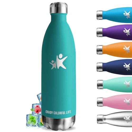 Offerta a tempo: Borraccia Termica, Borraccia 1 litro, Senza BPA, Borraccie Acciaio Inox, Senza Perdite, Borracce Termiche, Mantiene Caldo per 12 Ore/Freddo 24 Ore, Bottiglia Metallo per Scuole, Campeggio, Fitness - 23% da 20.24 € a 15.58 €