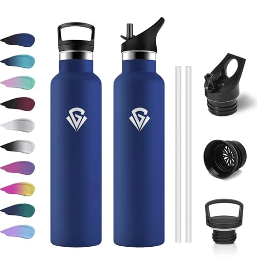 Butelka do picia ze stali nierdzewnej, 1 l, termos ze słomką, nadaje się do napojów gazowanych, nie zawiera BPA, otwieranie jedną ręką, próżniowo izolowany termos, termos, szczelny, do uprawiania