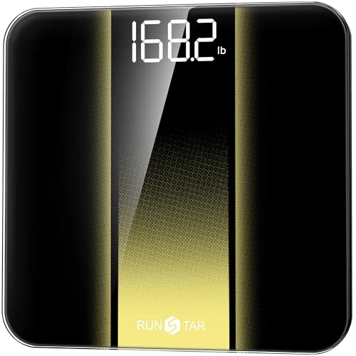 RunStar Personenwaage digital mit hoher Präzision, waage personen mit gut lesbarem LED-Display, körperwaage mit 6 mm gehärtetem Glas, 180 kg/400 lb