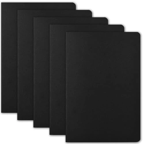 Tijdelijke aanbieding: ZCZN Lijnblokken A5, Set van 5 Notitieblokken, Reisdagboek met Zwarte Kraft Cover, Tekening Notitieblok, 60 pagina's (30 vel) per Lijnblok van 7.99 € naar 7.99 € (0.00% korting)