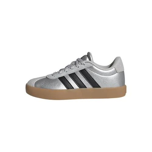 adidas Unisex - Bambini e Ragazzi VL Court 3.0 Shoes Kids, Silver Met./Core Black/lgh Solid Grey, 38 2/3 EU
