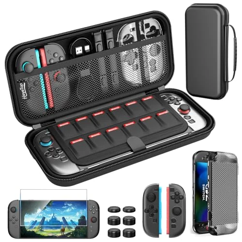 HEYSTOP Funda para Nintendo Switch 2, Kit de Estuche Protector con Carcasa para PC y Carcasa de TPU para el Control de Switch 2, Diseño de Gran Capacidad para Accesorios de Nintendo Switch 2