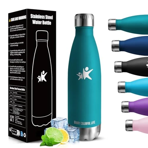 Borraccia Termica, 500ml Borraccia Acciaio Inox, Borraccia Palestra senza Perdite & BPA, Borracce Termiche, Bottiglia Termica per Scuola, Ciclismo, Lavoro - Bevande Calde per 12 Ore & Fredde 24 Ore