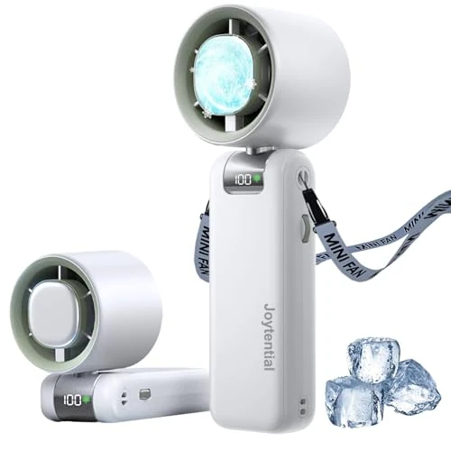 Offerta a tempo: Joytential Ventilatore Turbo Portatile, Sensazione di Ghiaccio Ventilatore Ricaricabile Tramite USB, 1-100 Regolabili Velocità, Ventilatore Pieghevole per Esterni, Viaggi, Campeggio (Bianco) - 15% da 21.44 € a 18.32 €