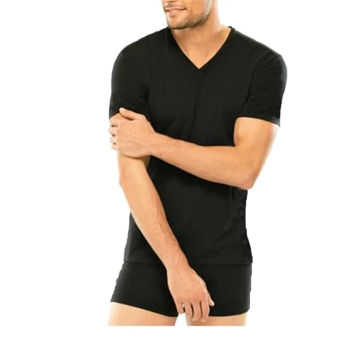 Liabel 3 t Herren Körpershirt Halbarm V-Ausschnitt 100% Baumwolle Art. 03828/53, 3 Stück schwarz, XL