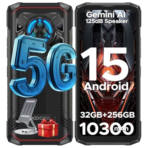 DOOGEE BLADE20 PLAY Mobiele telefoon, onbreekbaar, 5G, 32 GB + 256 GB, 10300 mAh/33 W, onbreekbare smartphone, afmetingen 7050, 125 dB, luidsprekers, led-lichteffect, Android 15, camera 50 MP/WIFI6