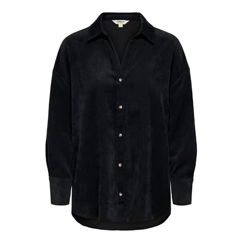 Offerta a tempo: ONLY Onlmarike Life L/S Cord Loose Shirt Pnt, Nero, S Donna - 45% da 15.21 € a 8.31 €