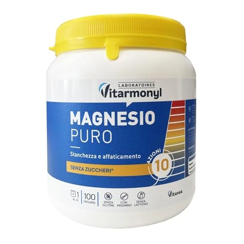 Offerta a tempo: Vitarmonyl Magnesio Puro Polvere - Riduce la Stanchezza - 100 Misurini - 38% da 14.90 € a 9.30 €