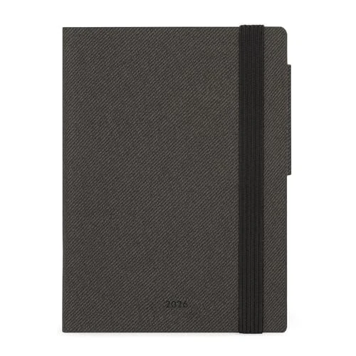 Legami Mini-weekplanner 2026, Deep Graphite, 12 maanden, inclusief adresboek, elastische sluiting, dagboek van januari 2026 tot december 2026, van FSC-gecertificeerd papier, 8 x 10 cm