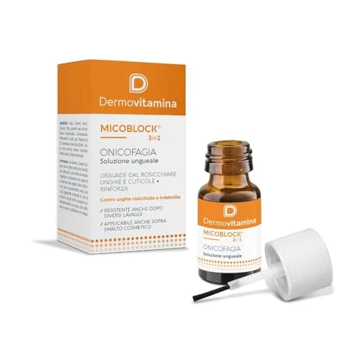 Offerta a tempo: Dermovitamina - Micoblock 3in1 Onicofagia 7ml - Soluzione Ungueale Amara | Dissuasore per il Rosicchiamento di Unghie e Cuticole - Rinforza Unghie - Con Vitamina H, Acido Ialuronico - 0.00% da 10.89 € a 10.89 €