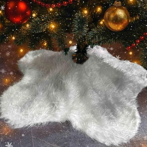 Spódnica pod choinkę, w kształcie gwiazdy, 90 cm, biały koc pod choinkę, pasuje do średniej wielkości choinki