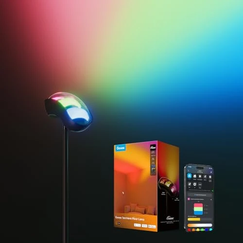 Oferta limitada: Govee Torchiere Lampara de Pie LED, RGBWWIC Lámpara con Control 3-Zonas, Compatible con Matter Alexa, 77 Escenas & Sinc Musical, 170 cm Lampara Negro para Sala de Estar, Dormitorio e Techo de 83.99 EUR a 76.99 EUR (ahorro 8%)