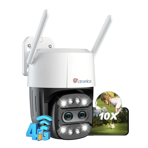 Offre limitee: Ctronics 3G/4G LTE Double Objectif Caméra de Surveillance Extérieure et Zoom Hybride 10X, Caméra PTZ 1080P, Détection Humain/Véhicule, Suivi Auto, Vision Nocturne Couleur, Audio Bidirectionnel de 49.99 EUR a 19.99 EUR (economie 60%)