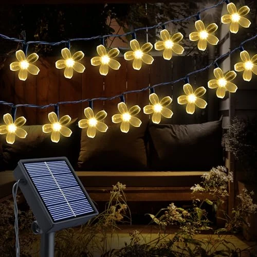 Offre limitee: Qoosea Solaire Guirlande Lumineuse,14m 120LEDs Fleurs de Cerisier Lumières,8 Modes Imperméable Lumières Féériques de Noël Patio,Jardin,Arbre,Balcon,Mariage,Blanc Chaud de 12.69 EUR a 12.69 EUR (economie 0%)