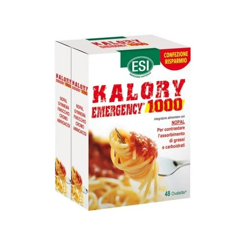 ESI Kalory Emergency - Integratore 1000 Riduce Assorbimento Calorie Bipack, 2 x 24 Ovalette