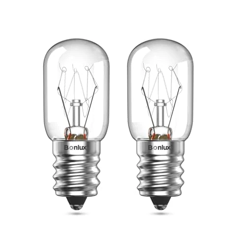 Offerta a tempo: Bonlux 2-Pack Lampadine a Sale E14 Lampadina Frigorifero Alta Temperatura 300° Forno Dimmerabile e14 SES Piccola Vite Edison Lampadine Pigmeo T22 Tubolare Lampadina Elettrodomestico - 20% da 6.99 € a 5.59 €