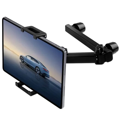 Romon Uchwyt na tablet samochodowy zagłówek, składany i wysuwany o 360° obrotowy uchwyt na tablet samochodowy uchwyty na zagłówki kompatybilny z telefonami tabletami i wszystkimi urządzeniami 4,7-13"