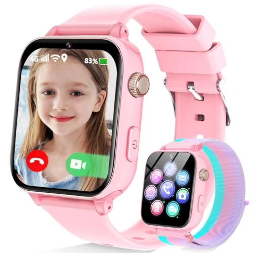 Offerta a tempo: 4G Smartwatch Bambini, Orologio Smartwatch Bambini con GPS SOS Videochiamata Chat Vocale Modalità Classe Fotocamera Calcolatrice Contapassi, Smart Watch Bambino Bambina 4-12 Anni Regalo (Rosa) - 29% da 79.99 € a 56.99 €