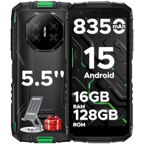 DOOGEE Fire 3 Pro wytrzymały smartfon 2025,16 GB + 128 GB, niezniszczalny telefon z systemem Android 15, 8350 mAh/18 W, UNISOC T7200 Octa Core, 16 MP + 8 MP, 4G Dual SIM / Widevine L1/Face ID/NFC