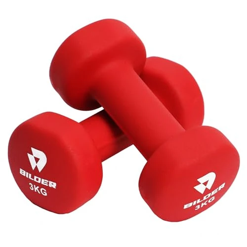 Offerta a tempo: BILDER - Coppia Manubri Palestra 3kg, Forma Esagonale e Superficie Antiscivolo, Set Pesi Palestra per Allenamento a Bassa Intensità ed Esercizi di Tonificazione, Pesetti con Rivestimento in Neoprene - 10% da 29.99 € a 26.99 €